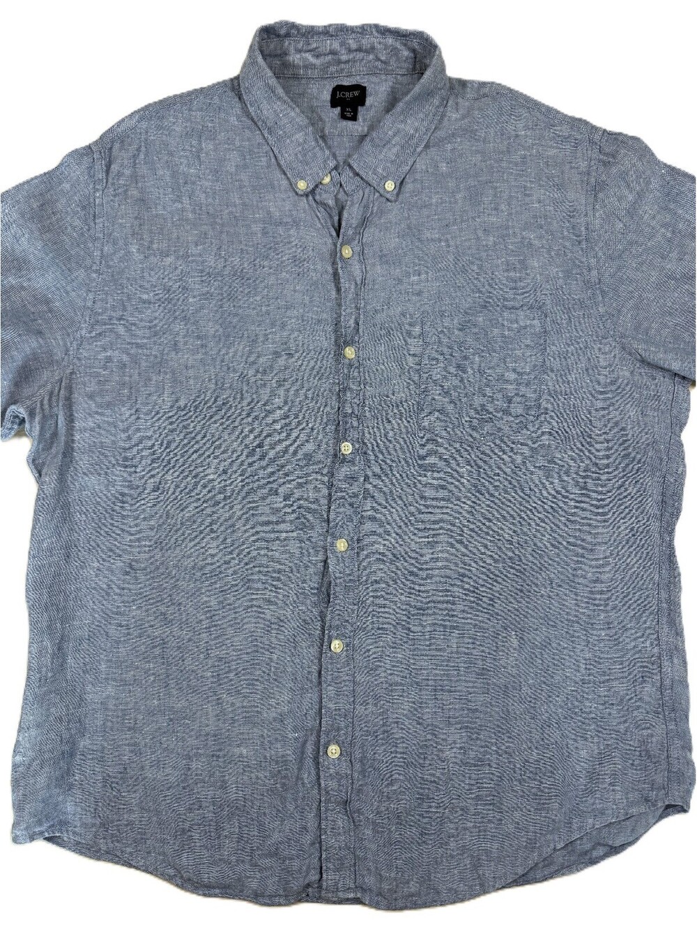 J. Crew Men's Short Sleeve Linen Shirt XL Light Blue Chambray